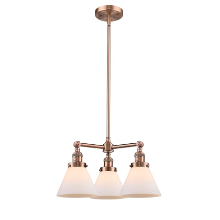 A large image of the Innovations Lighting 207 Large Cone Antique Copper / Matte White Cased