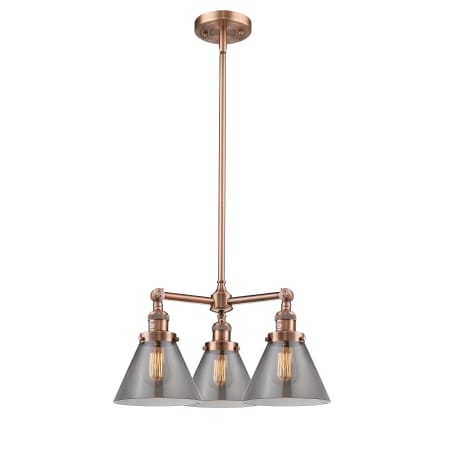 A large image of the Innovations Lighting 207 Large Cone Antique Copper / Smoked