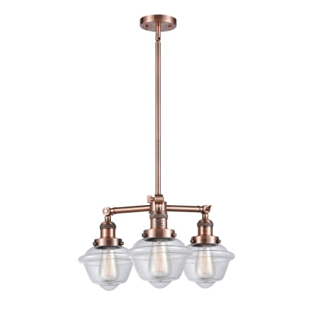 A large image of the Innovations Lighting 207 Small Oxford Antique Copper / Clear