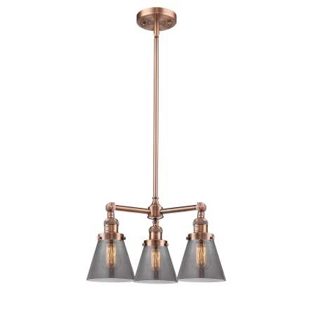 A large image of the Innovations Lighting 207 Small Cone Antique Copper / Smoked