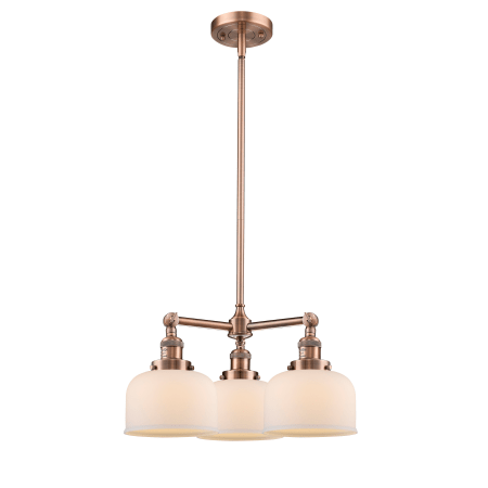 A large image of the Innovations Lighting 207 Large Bell Antique Copper / Matte White Cased