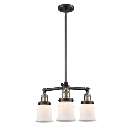 A large image of the Innovations Lighting 207 Small Canton Black Antique Brass / Matte White