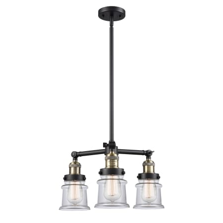 A large image of the Innovations Lighting 207 Small Canton Black Antique Brass / Clear