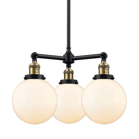 A large image of the Innovations Lighting 207-8 Beacon Black / Antique Brass / Matte White Cased