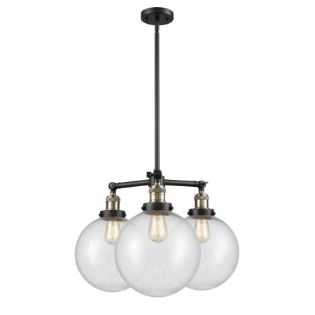 A large image of the Innovations Lighting 207 X-Large Beacon Black Antique Brass / Seedy