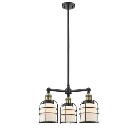 A large image of the Innovations Lighting 207 Small Bell Cage Black Antique Brass / Matte White