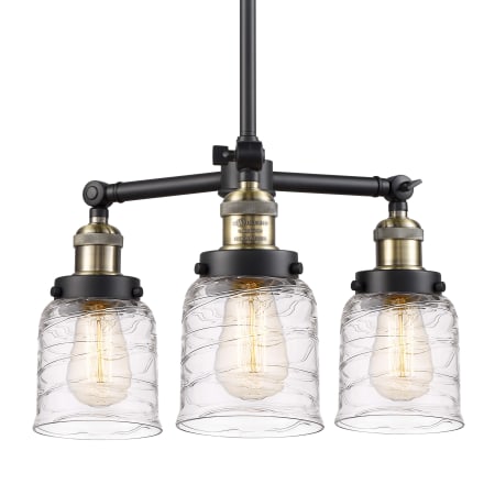 A large image of the Innovations Lighting 207-11-19 Bell Chandelier Black Antique Brass / Deco Swirl
