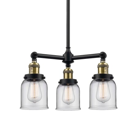 A large image of the Innovations Lighting 207 Small Bell Black / Antique Brass / Clear