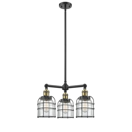 A large image of the Innovations Lighting 207 Small Bell Cage Black Antique Brass / Clear
