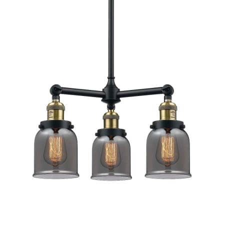A large image of the Innovations Lighting 207 Small Bell Black / Antique Brass / Plated Smoked