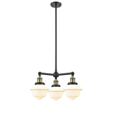 A large image of the Innovations Lighting 207 Small Oxford Black Antique Brass / Matte White