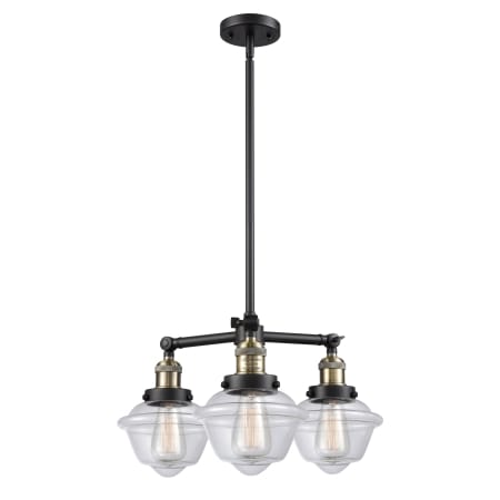 A large image of the Innovations Lighting 207 Small Oxford Black Antique Brass / Clear