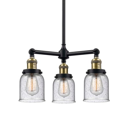 A large image of the Innovations Lighting 207 Small Bell Black / Antique Brass / Seedy