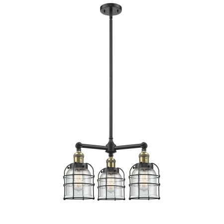 A large image of the Innovations Lighting 207 Small Bell Cage Black Antique Brass / Seedy
