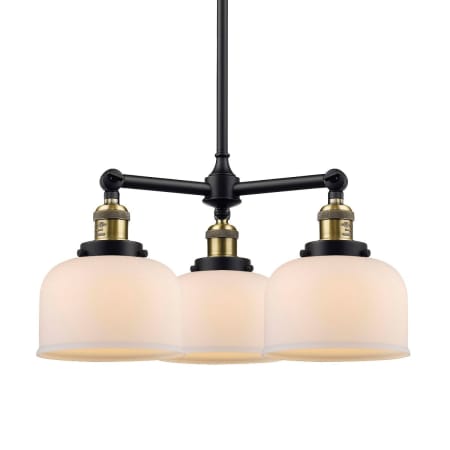 A large image of the Innovations Lighting 207 Large Bell Black / Antique Brass / Matte White Cased