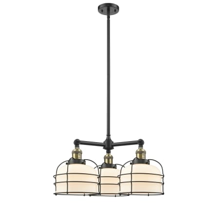A large image of the Innovations Lighting 207 Large Bell Cage Black Antique Brass / Matte White