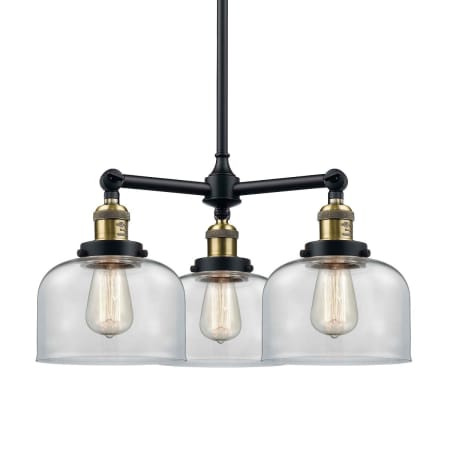 A large image of the Innovations Lighting 207 Large Bell Black / Antique Brass / Clear