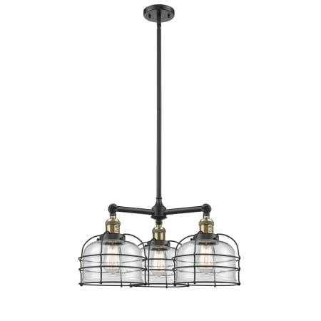A large image of the Innovations Lighting 207 Large Bell Cage Black Antique Brass / Clear