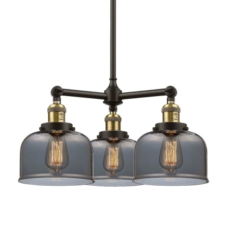 A large image of the Innovations Lighting 207 Large Bell Black / Antique Brass / Plated Smoked