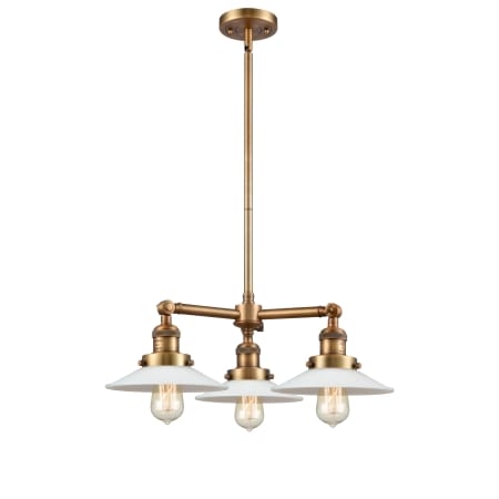A large image of the Innovations Lighting 207 Halophane Brushed Brass / Matte White Halophane