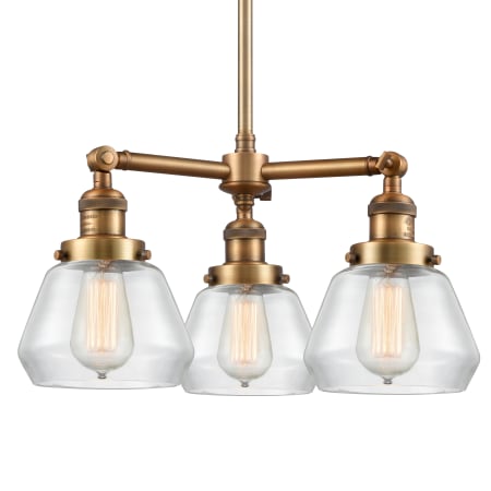 A large image of the Innovations Lighting 207 Fulton Brushed Brass / Clear