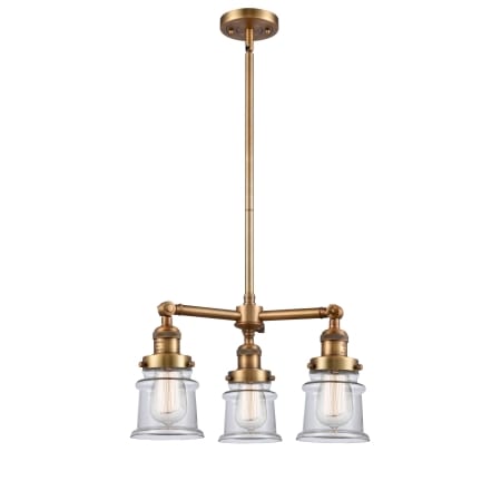 A large image of the Innovations Lighting 207 Small Canton Brushed Brass / Clear