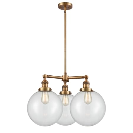 A large image of the Innovations Lighting 207 X-Large Beacon Brushed Brass / Clear