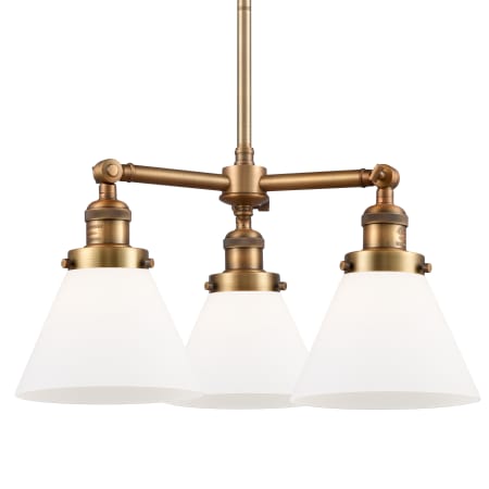 A large image of the Innovations Lighting 207 Large Cone Brushed Brass / Matte White Cased