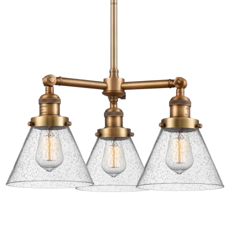A large image of the Innovations Lighting 207 Large Cone Brushed Brass / Seedy