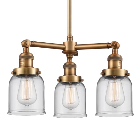 A large image of the Innovations Lighting 207 Small Bell Brushed Brass / Clear