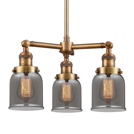 A large image of the Innovations Lighting 207 Small Bell Brushed Brass / Smoked