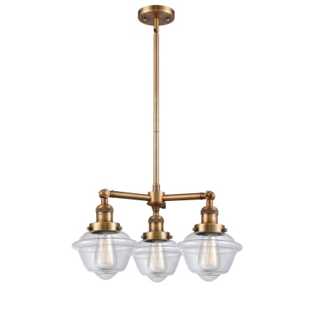 A large image of the Innovations Lighting 207 Small Oxford Brushed Brass / Clear