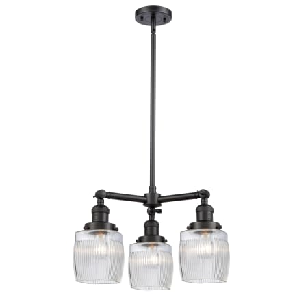 A large image of the Innovations Lighting 207 Colton Matte Black / Clear Halophane