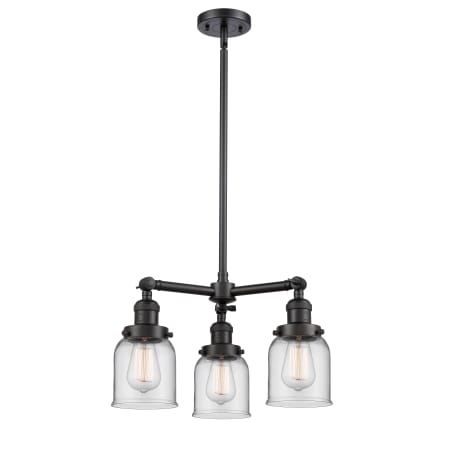 A large image of the Innovations Lighting 207 Small Bell Matte Black / Clear