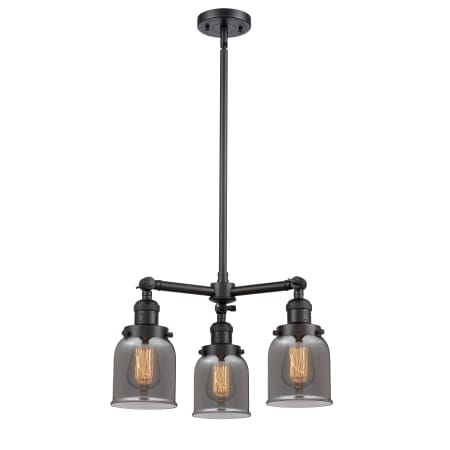 A large image of the Innovations Lighting 207 Small Bell Matte Black / Plated Smoke