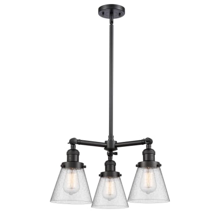 A large image of the Innovations Lighting 207 Small Cone Matte Black / Seedy