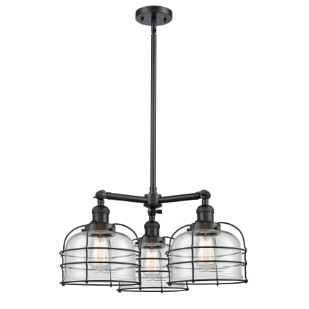 A large image of the Innovations Lighting 207 Large Bell Cage Matte Black / Clear