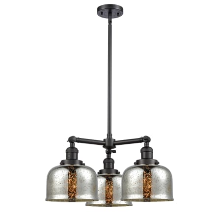 A large image of the Innovations Lighting 207 Large Bell Matte Black / Silver Plated Mercury