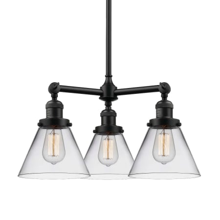 A large image of the Innovations Lighting 207 Large Cone Oil Rubbed Bronze / Clear