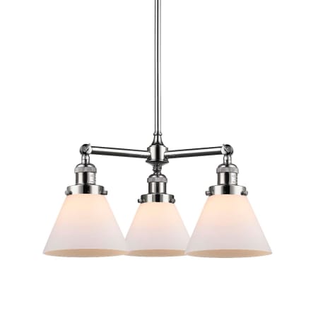A large image of the Innovations Lighting 207 Large Cone Polished Chrome / Matte White Cased