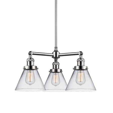 A large image of the Innovations Lighting 207 Large Cone Polished Chrome / Clear