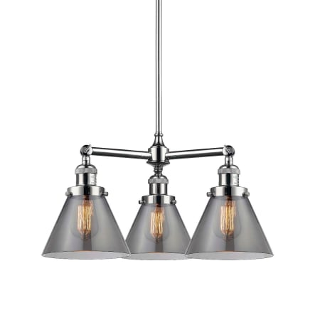 A large image of the Innovations Lighting 207 Large Cone Polished Chrome / Smoked