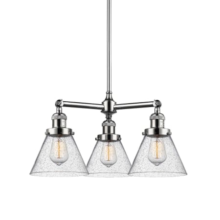 A large image of the Innovations Lighting 207 Large Cone Polished Chrome / Seedy