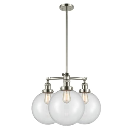 A large image of the Innovations Lighting 207 X-Large Beacon Polished Nickel / Clear