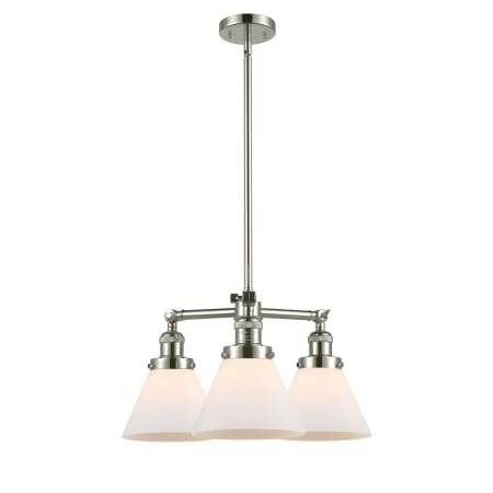 A large image of the Innovations Lighting 207 Large Cone Polished Nickel / Matte White Cased