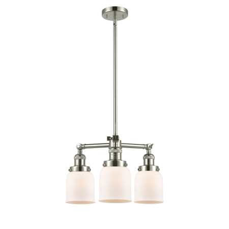 A large image of the Innovations Lighting 207 Small Bell Polished Nickel / Matte White Cased