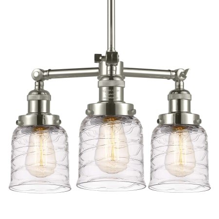 A large image of the Innovations Lighting 207-11-19 Bell Chandelier Polished Nickel / Deco Swirl