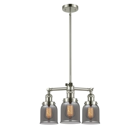 A large image of the Innovations Lighting 207 Small Bell Polished Nickel / Plated Smoke
