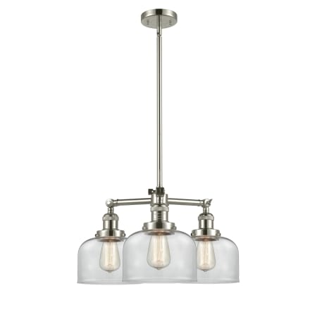 A large image of the Innovations Lighting 207 Large Bell Polished Nickel / Clear