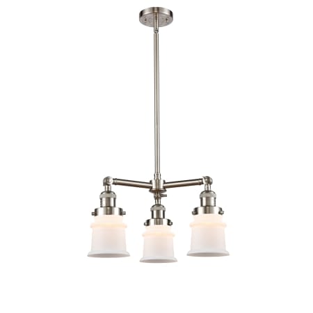 A large image of the Innovations Lighting 207 Small Canton Brushed Satin Nickel / Matte White